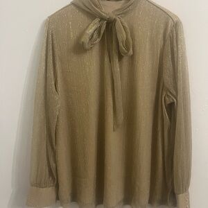 Belldini Gold Long Sleeve Tie Front Blouse